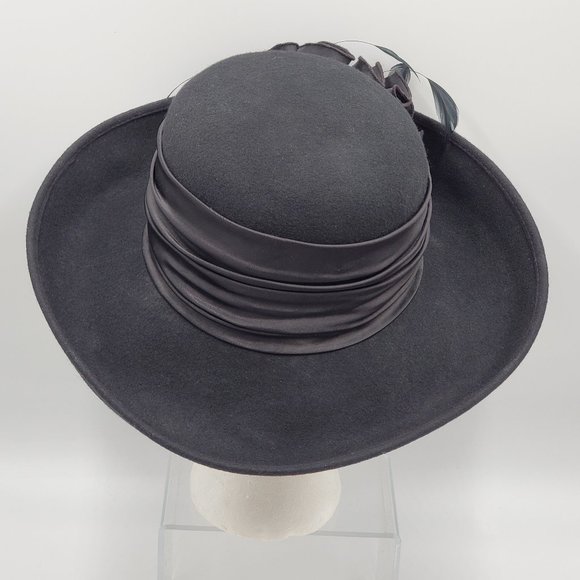 Betmar New York Wool Hat Satin & Feathers Hat Band - Picture 6 of 16